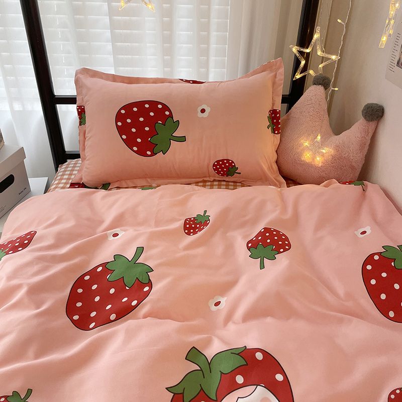 Cute washed cotton four-piece set children's boy bedding cartoon bed single quilt cover new three-piece set four seasons