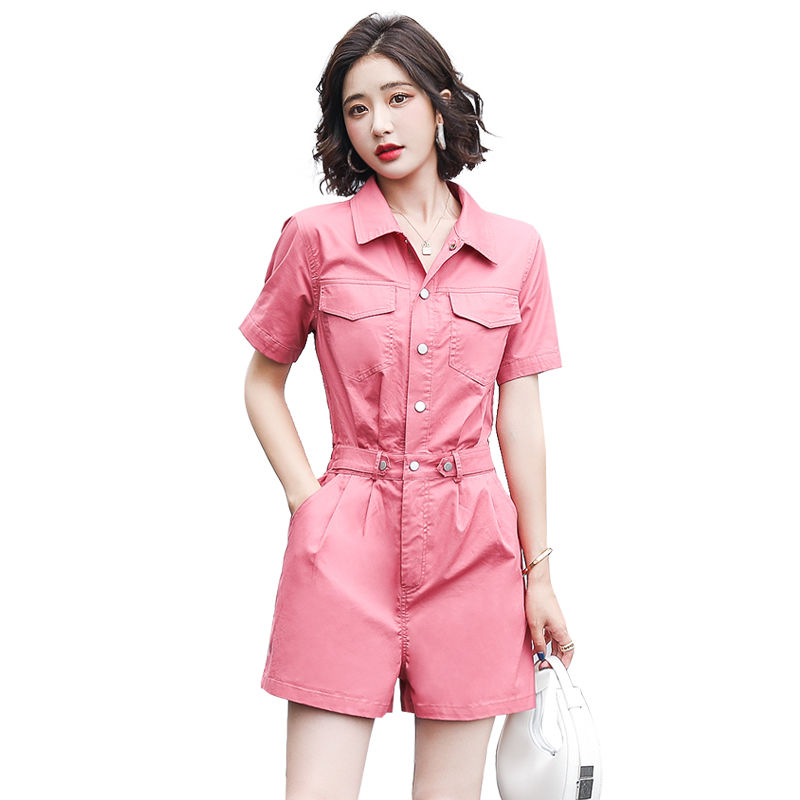 Large size women's tooling style jumpsuit summer 2022 new foreign style small body slimming age-reducing jumpsuit