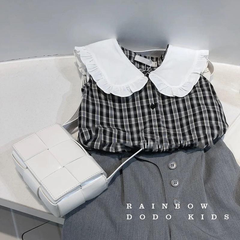 Girls' plaid shirt suit Shorts Set  summer children's Korean version foreign style thin two piece suit children's fashion