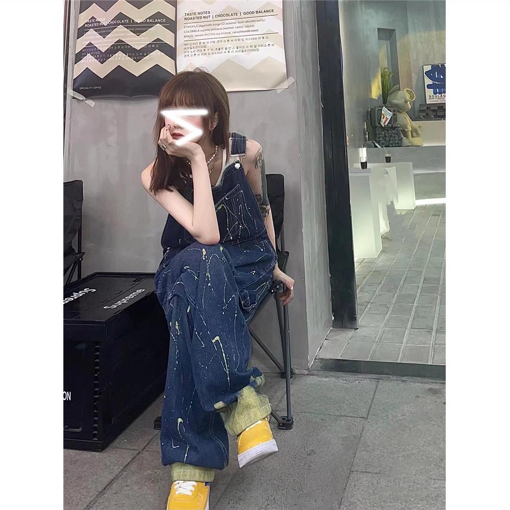 Jeans women's summer new loose retro high-waisted overalls straight trousers slim design wide-leg pants trendy