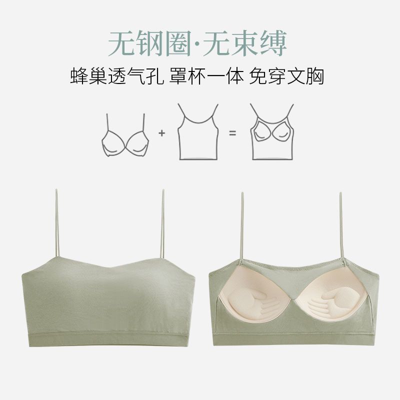Ou Shibo 2022 new bra tube top underwear big breasts show small anti-sagging wrapped chest can be worn outside sports suit women