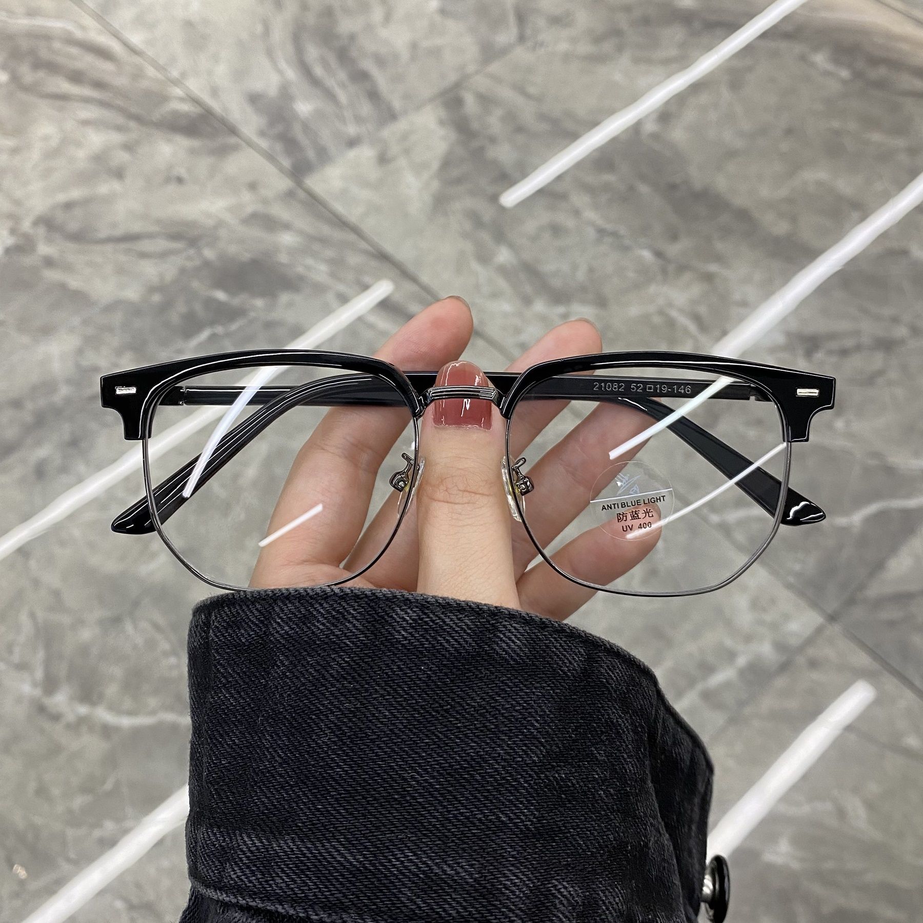 Myopia glasses frame for women can be equipped with degree resin large frame plain fat round face big face thin with eye frame men