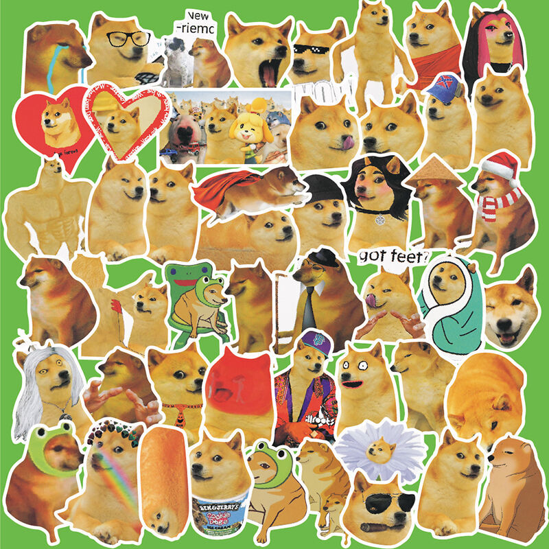 50张Buff Doge网红狗表情包贴纸装饰电脑手机壳meme柴犬搞笑贴画