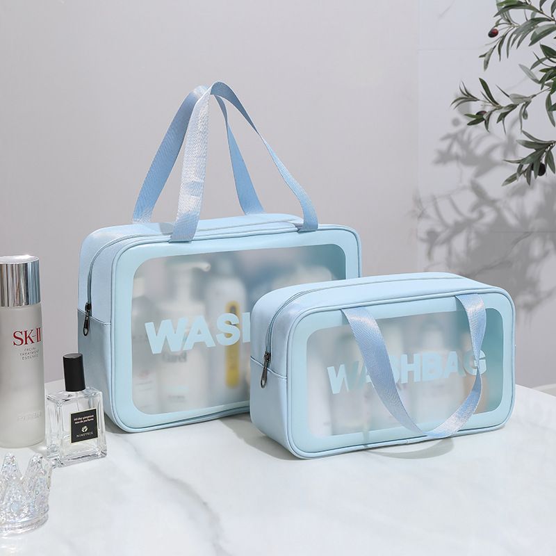New transparent cosmetic bag ins wind pvc portable matte bath waterproof portable wash bag cosmetic storage bag