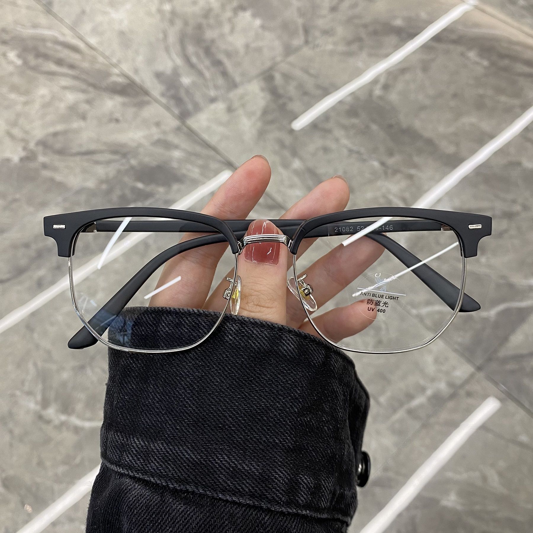 Myopia glasses frame for women can be equipped with degree resin large frame plain fat round face big face thin with eye frame men