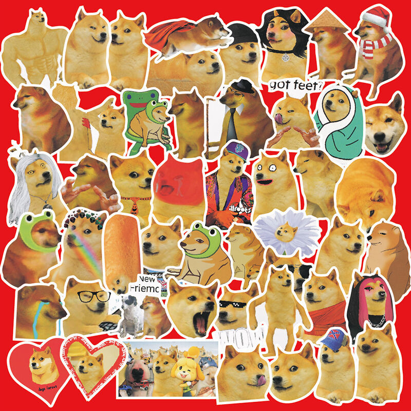 50张Buff Doge网红狗表情包贴纸装饰电脑手机壳meme柴犬搞笑贴画