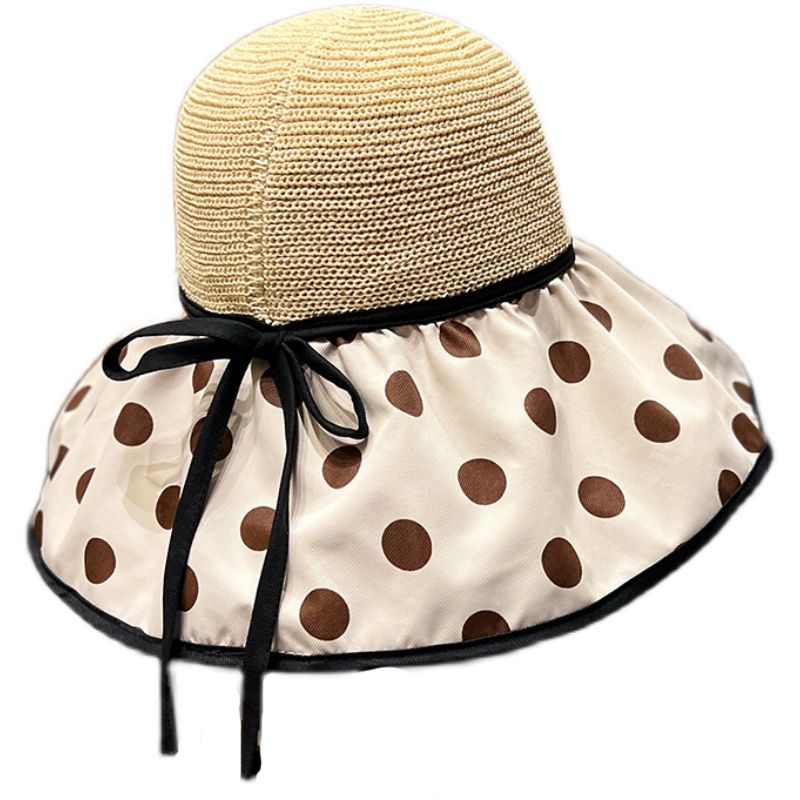 Japanese vinyl big brim sun hat women's summer anti-ultraviolet sun hat Korean version of wave point fisherman hat all-match