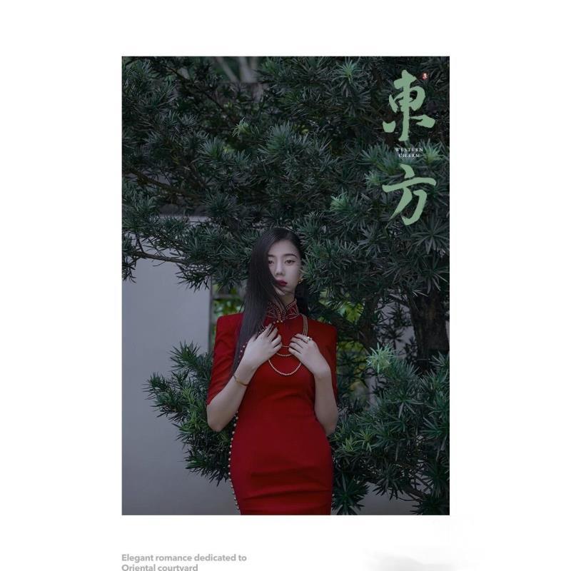 2022年影樓主題婚紗攝影寫真拍照彩紗中式民國風復古旗袍園林禮服~特價
