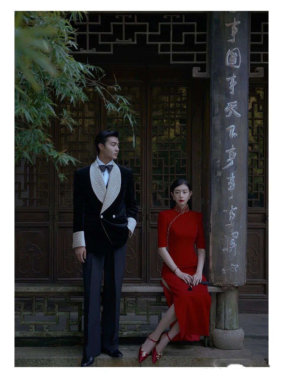 2022年影樓主題婚紗攝影寫真拍照彩紗中式民國風復古旗袍園林禮服~特價