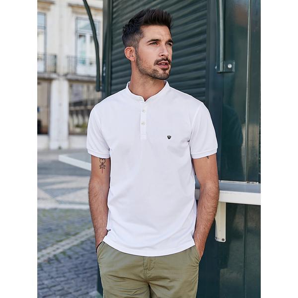 Round neck polo shirt men's short-sleeved summer new casual stand-up collar simple trend embroidered Henry collar t-shirt men's trendy