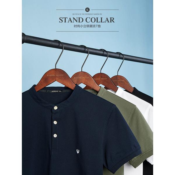 Round neck polo shirt men's short-sleeved summer new casual stand-up collar simple trend embroidered Henry collar t-shirt men's trendy