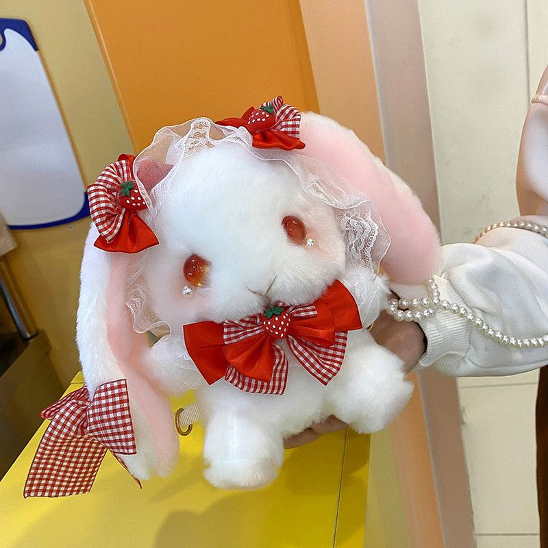 Lolita包包洛麗塔2022新款蝴蝶結兔子毛絨包卡通可愛女童包包斜挎
