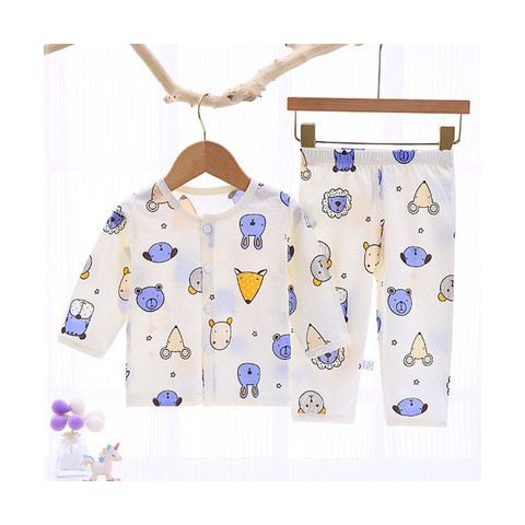 嬰兒夏季薄款內衣無骨新生兒衣服純棉套裝長袖空調服寶寶睡衣夏
