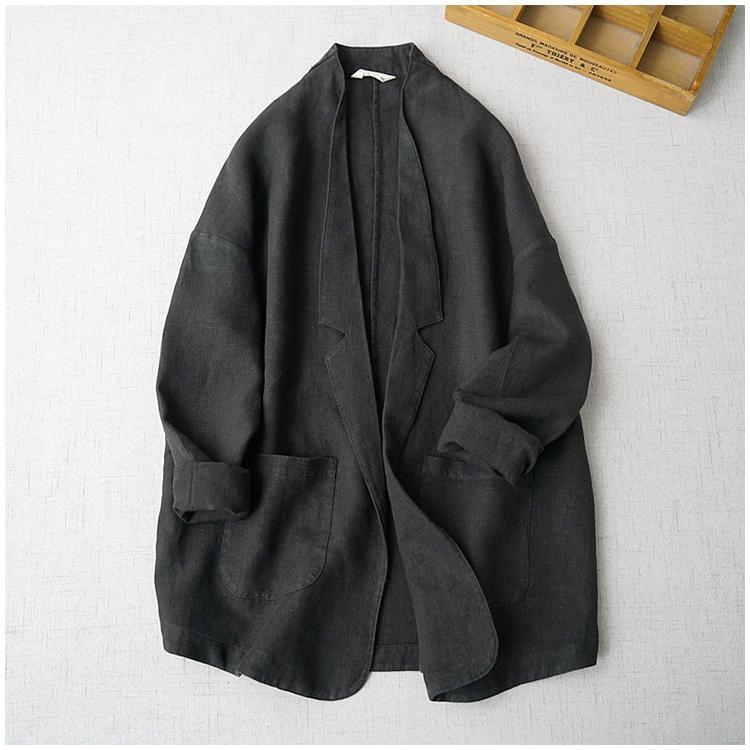 Large size women's linen shoulder long-sleeved top women's suit jacket women's spring and autumn all-match latest cotton and linen small suit