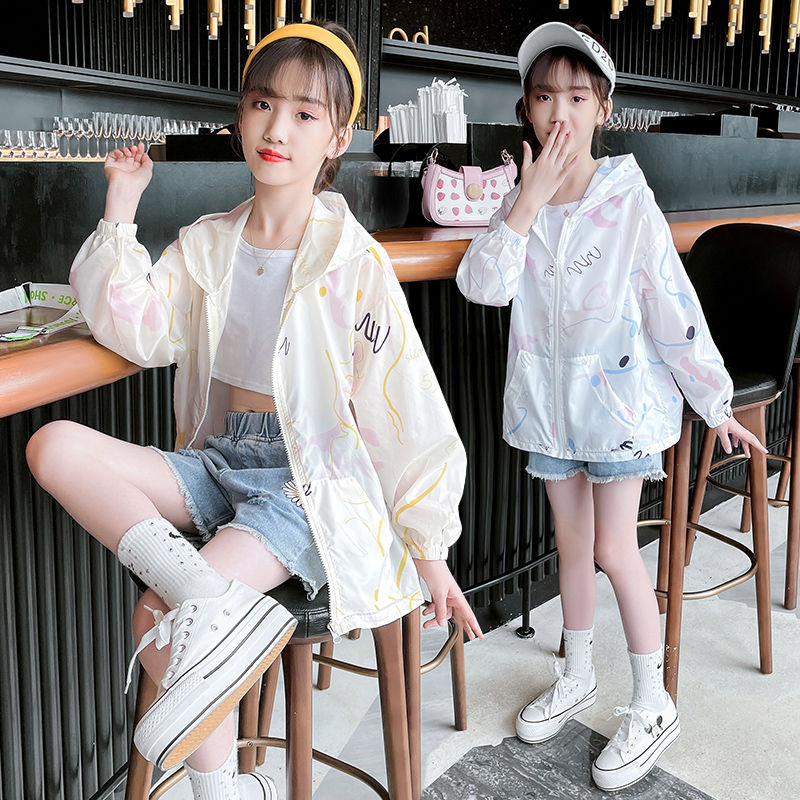 女童防曬衣夏裝9歲女孩夏季薄款7透氣外套8女大童冰絲兒童防曬服6