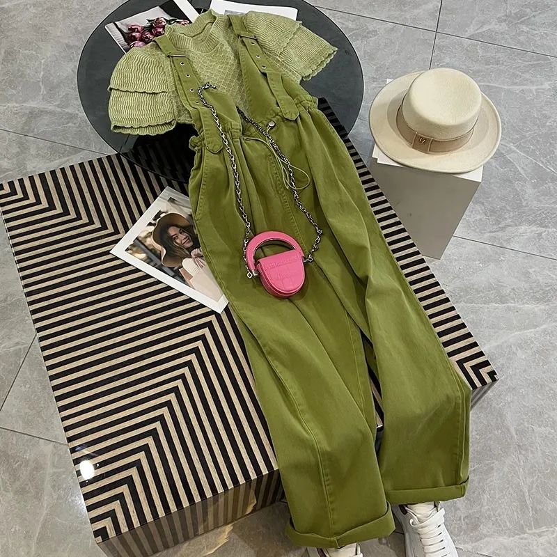 Fashionable women's suspender suit summer 2022 Hong Kong style retro pants, small crowd, foreign temperament and fashion two-piece set