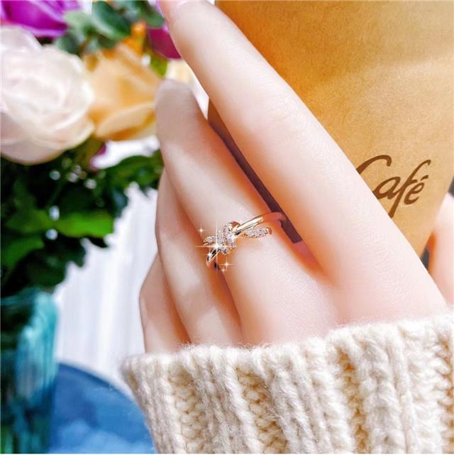 【快速出貨】繩結戒指女18K玫瑰金Knot純銀時尚個性輕奢小眾高級感食指指環ins