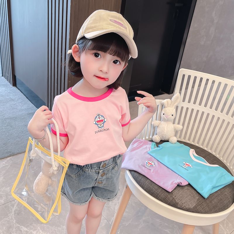 女童短袖t恤2022新款夏裝女寶寶純棉上衣中小童洋氣半袖打底衫夏