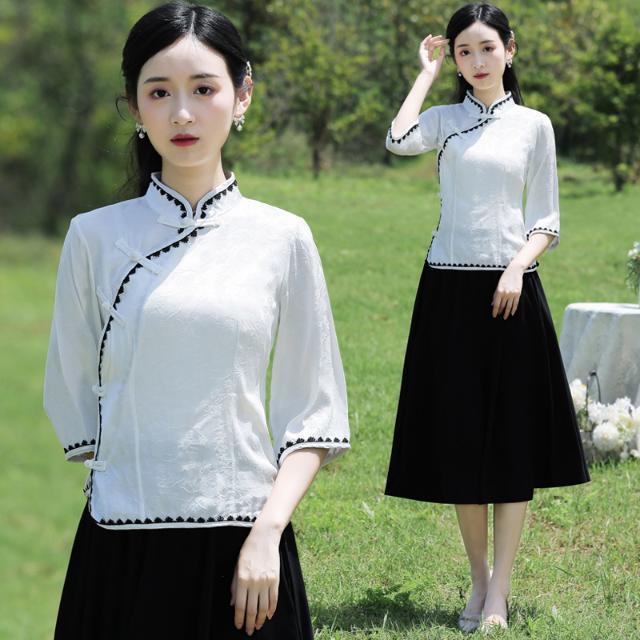Republic of China student wear Hanfu women's clothing modern improved version of cheongsam jacket female Chinese style retro buckle Tang suit suit