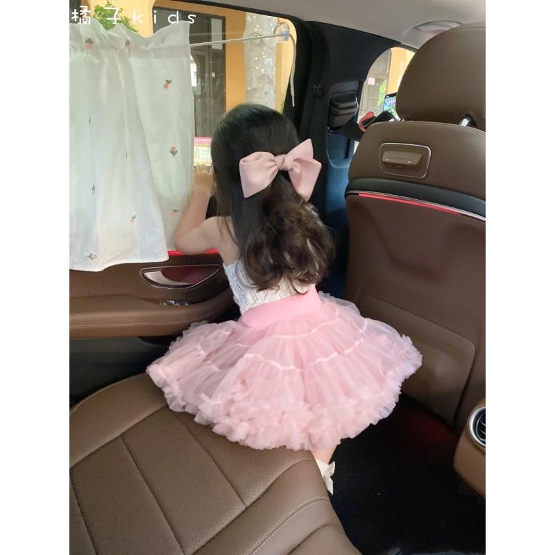 2022春夏女童tutu裙甜美奶茶粉色tutu裙公主裙吊带背心上衣套装