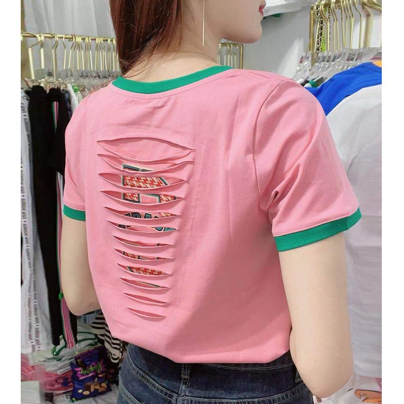100% cotton loose short-sleeved t-shirt women's ins trend 2023 summer new Korean style women's foreign style casual tops