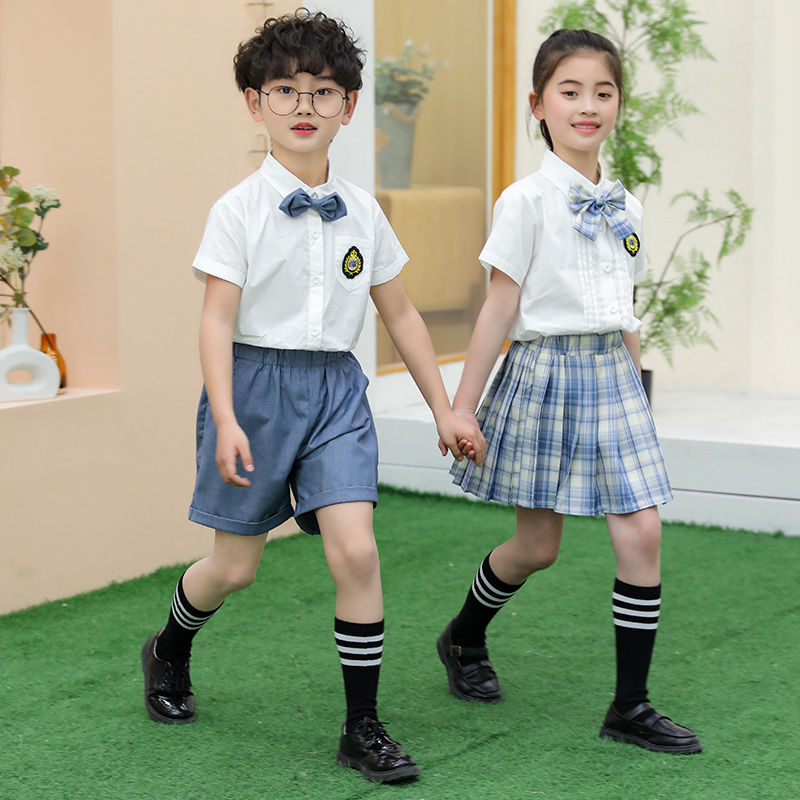 小學生校服套裝英倫夏裝jk短裙襯衣活動班服兒童幼兒園園服表演服