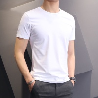男士纯色白色短袖t恤加肥大码夏季韩版修身潮流帅气圆领半袖体恤