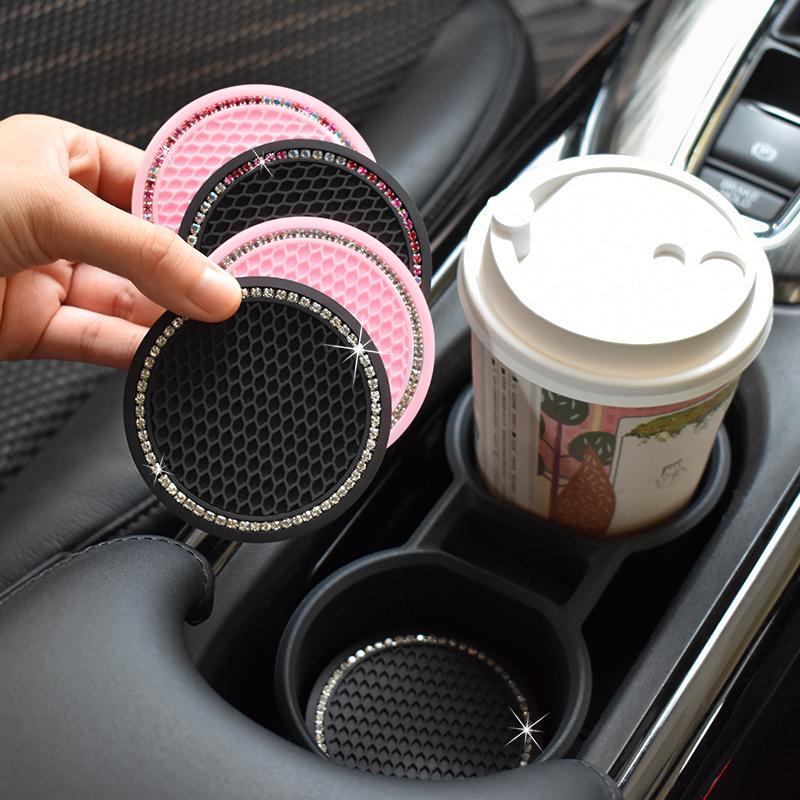 汽车水杯垫通用创意带钻置物垫子车内镶钻防滑垫内饰用品新品
