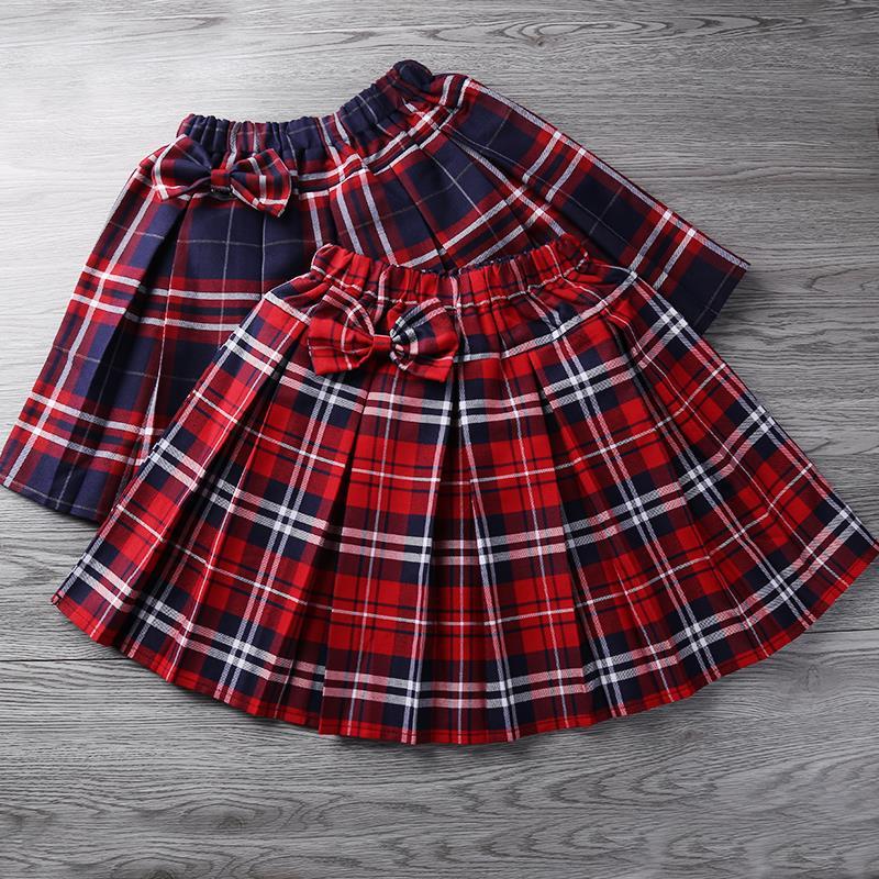 Girls skirt plaid skirt children's skirt primary school student skirt red plaid skirt college uniform girl