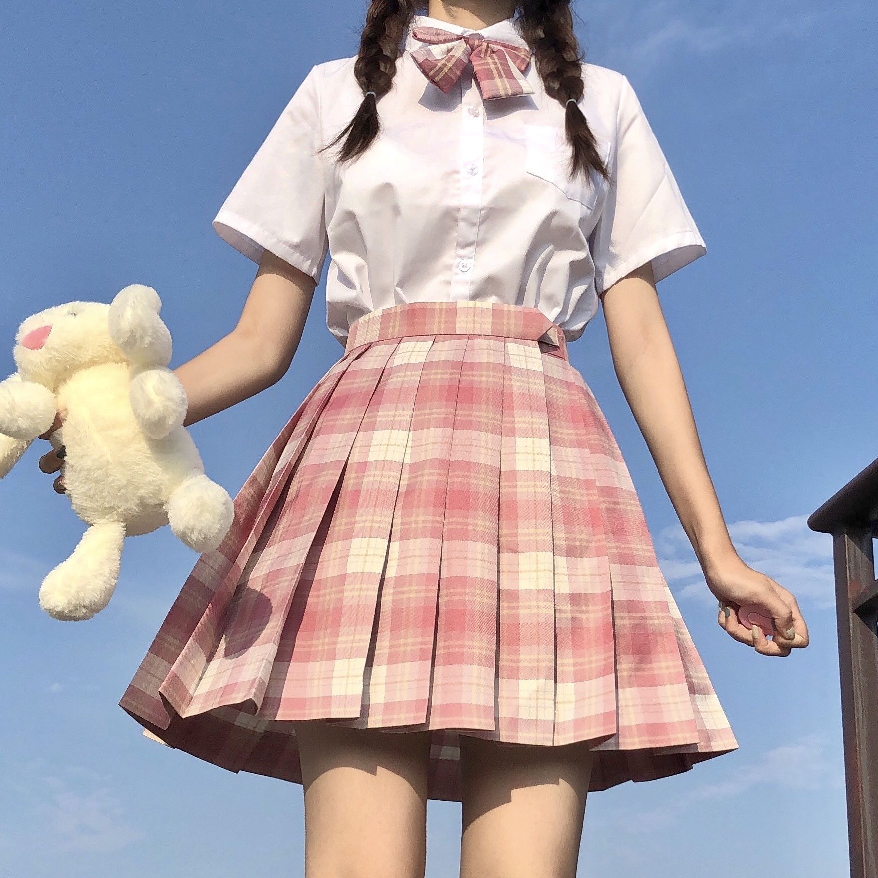 【草莓紅茶】jk甜美日系制服兩件套百褶裙小清新學院風春夏季套裝