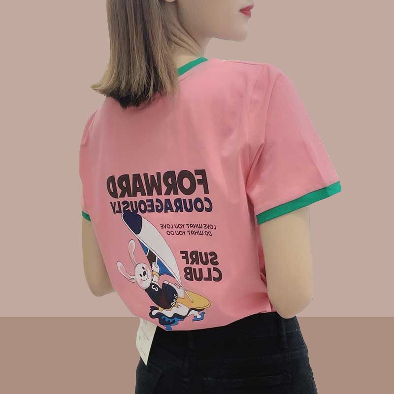 [Pure cotton] Large size short-sleeved T-shirt women's Korean version all-match 2023 summer new loose women's age-reducing tops