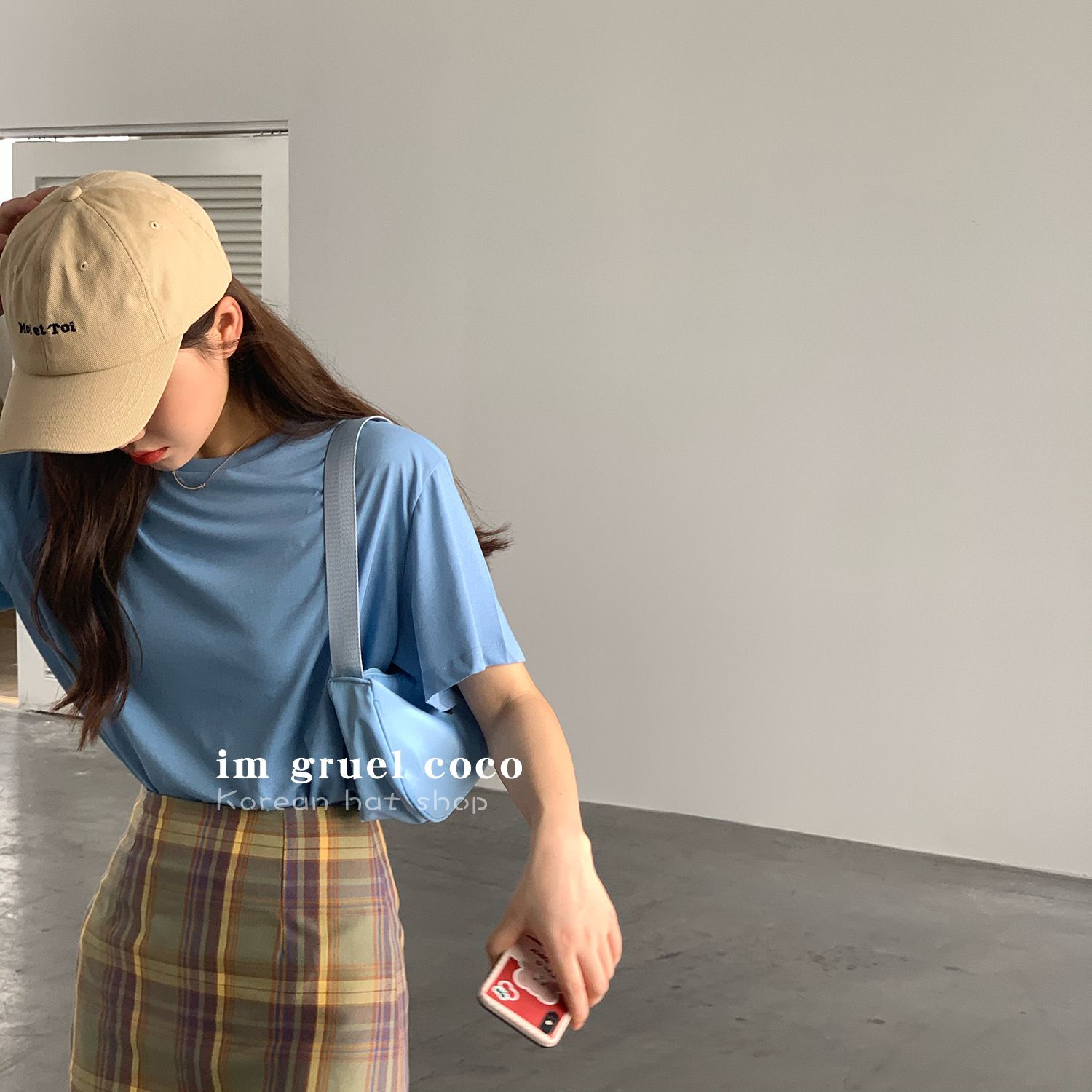 Hat peaked cap female Korean version of the all-match letters embroidery ins tide brand retro baseball cap curved eaves sunshade porridge cocoa
