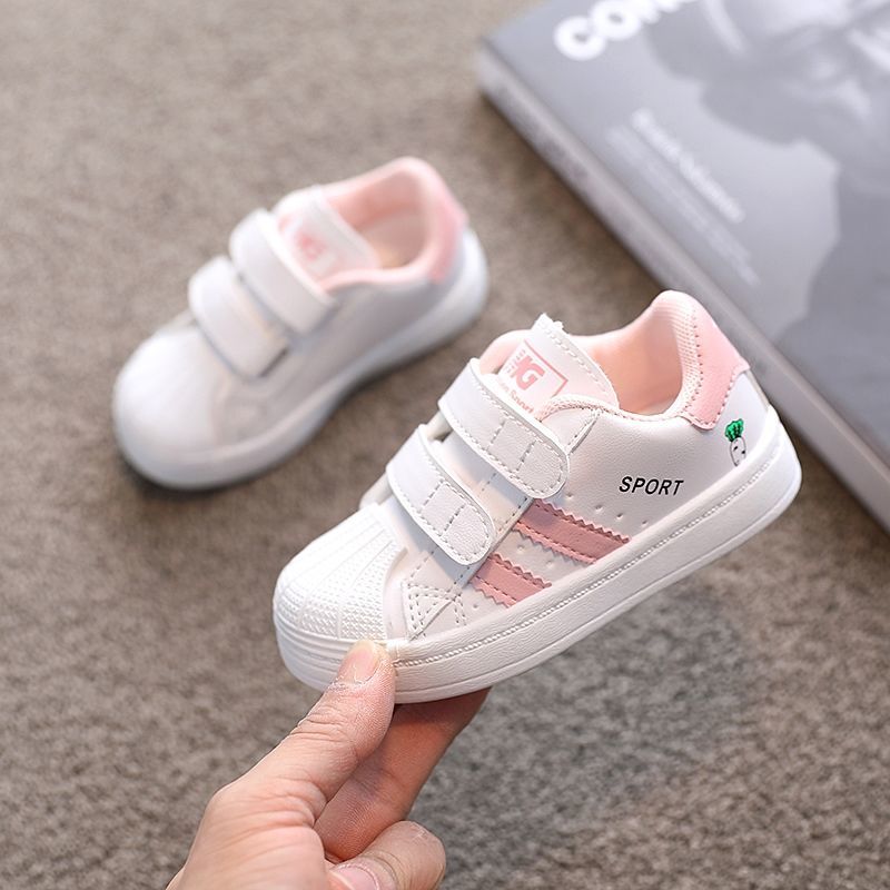 2022 Spring and Autumn New Shell Head Children's Sports Shoes Girls Board Shoes Baby Single Shoes Boys White Shoes Running Shoes
