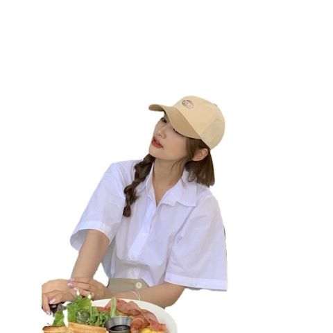 Minority letter matching color peaked cap women's face small casual trendy brand big head hat Korean ins soft top baseball cap