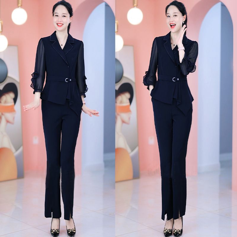 職業套裝女夏款時尚2022年新款洋氣時髦減齡高端氣質名媛兩件套褲