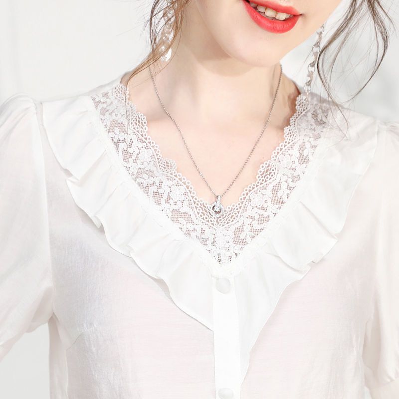 165791-H她池甜美系蕾丝短袖T恤2022夏装新款纯色荷叶边休闲上衣女-详情图