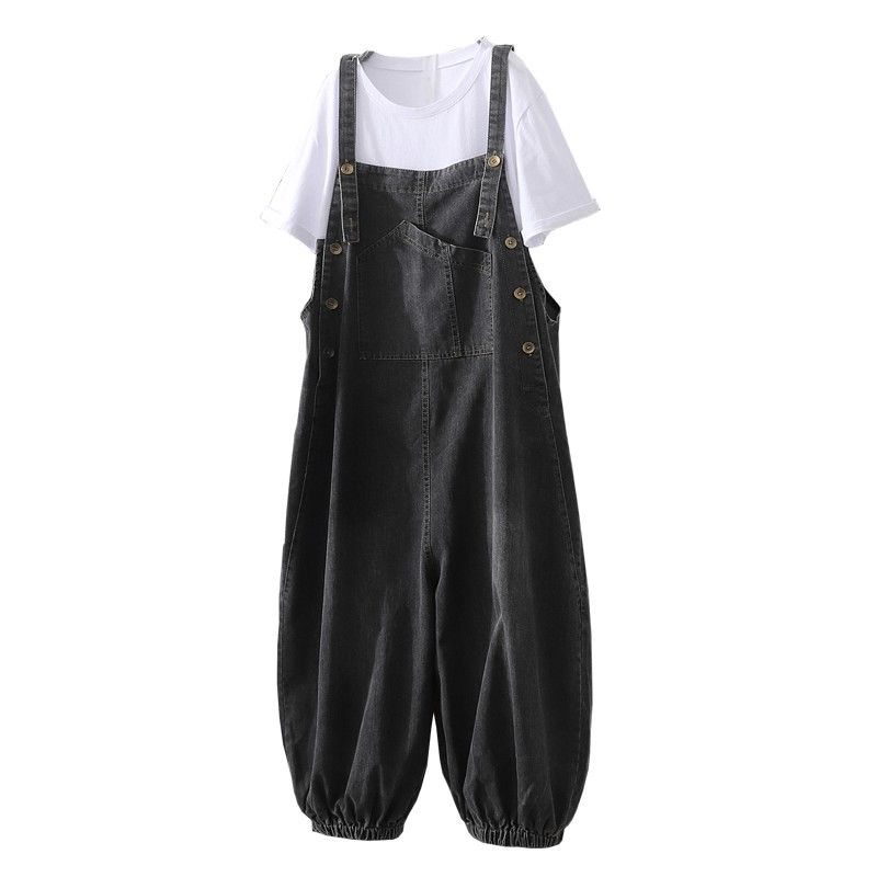 Denim overalls suit women  summer new Korean version loose large size all-match harem casual jumpsuit trousers