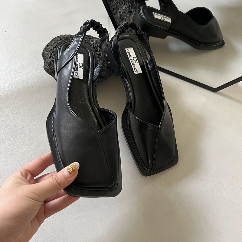 Internet celebrity Baotou sandals female 2022 spring and summer new French style retro flat square toe single shoes niche sandals ins trend