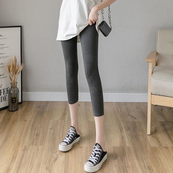 Summer leggings women's summer thin outerwear high waist large size nine-point pants look thin and tight seven-point pants mid-pants