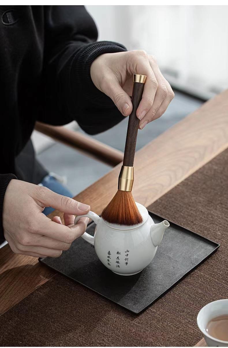 【正常發貨】銅黑檀木養壺筆不掉毛實木茶刷茶筆泡茶刷刷茶盤茶具配件茶幾清理