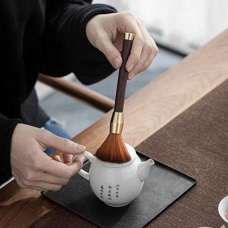 【正常發貨】銅黑檀木養壺筆不掉毛實木茶刷茶筆泡茶刷刷茶盤茶具配件茶幾清理