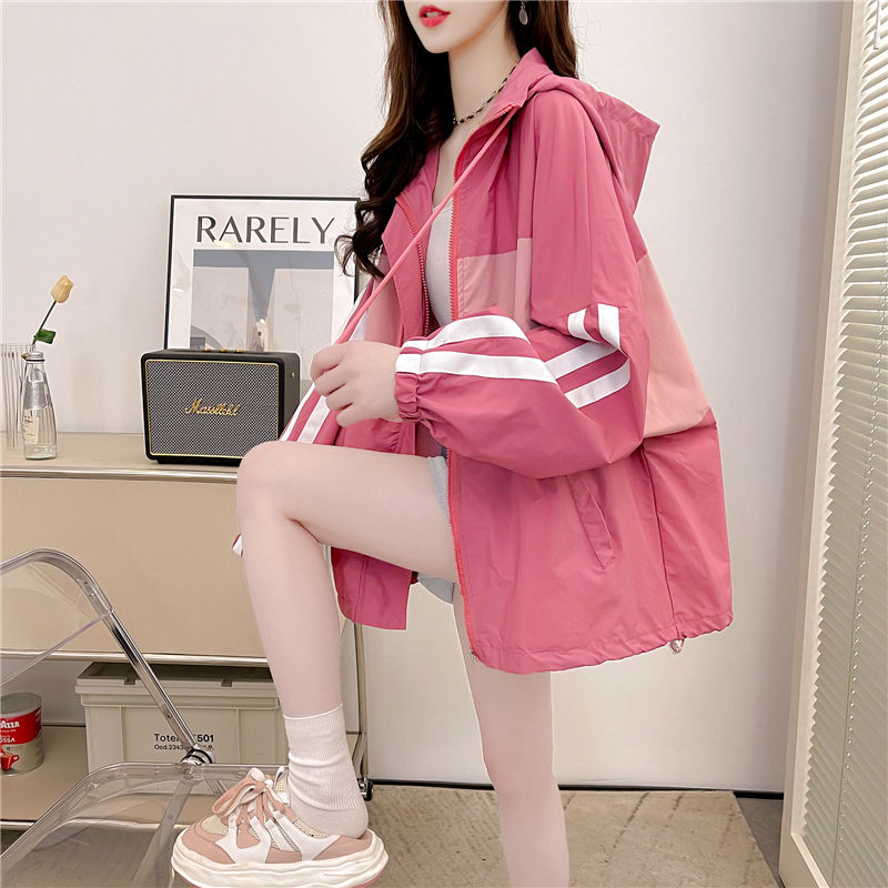 Extra large size 300 pounds design sun protection clothing for women summer loose thin breathable cardigan hooded sun protection clothing jacket