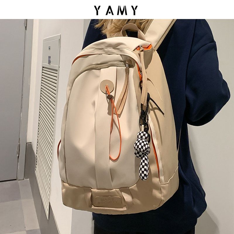 High-end niche backpack large-capacity backpack color contrast junior high school students college students schoolbag female shoulders male