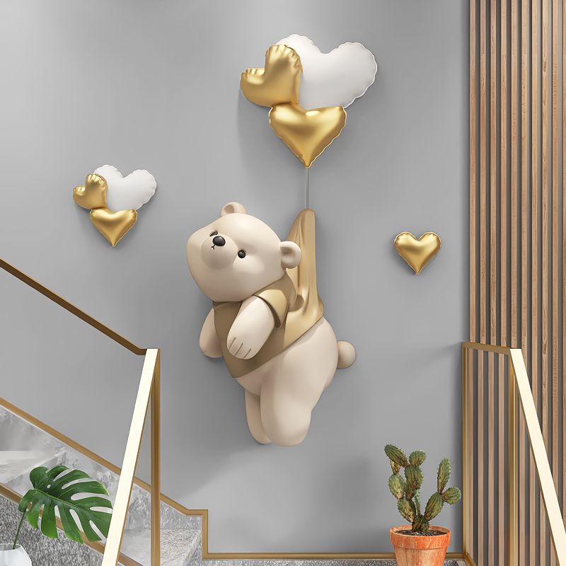 棕榈树卡通熊3d立体壁挂客厅沙发背景墙面装饰挂件卧室儿童房壁饰
