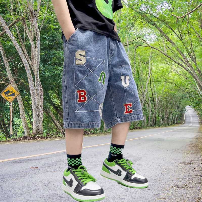  new summer children's denim shorts summer pants trendy Korean version thin section foreign style boys casual five-point pants