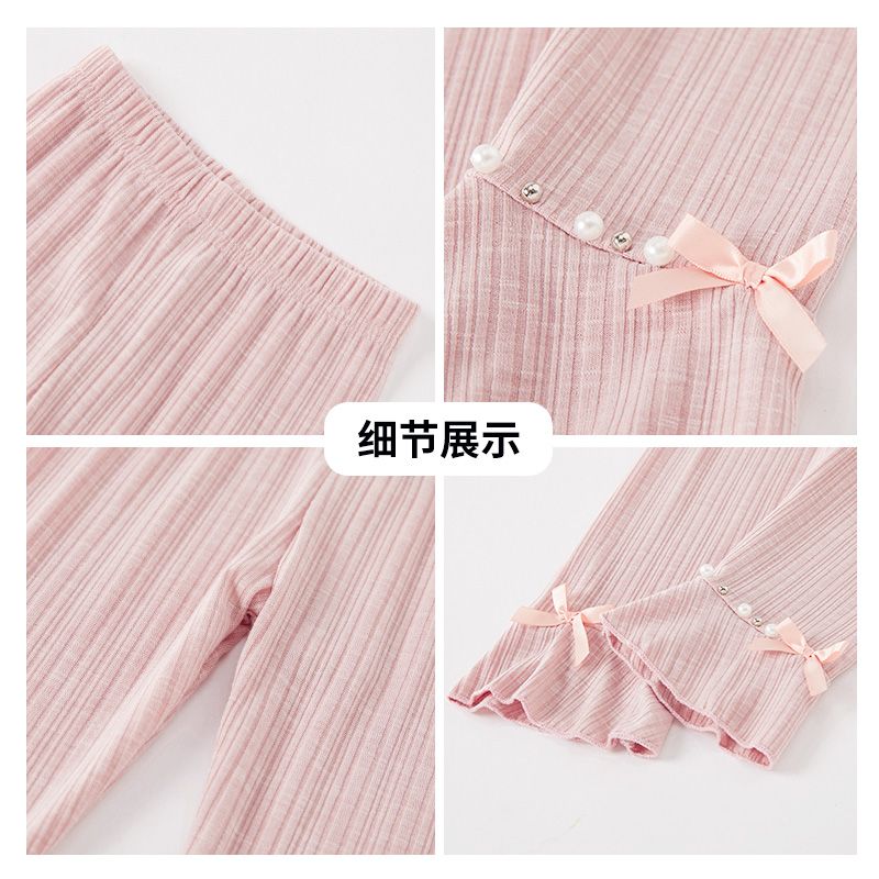 Girls cropped pants summer ice silk thin section baby pants western style summer dress shorts leggings children's pants