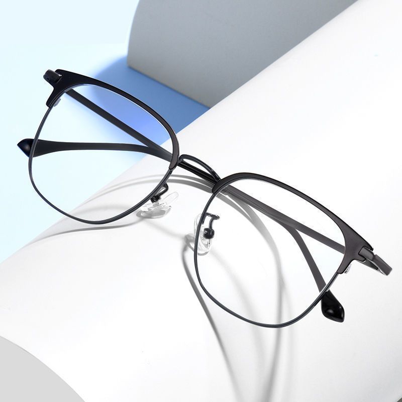 Sven scum myopia glasses women's anti-blue light half-frame can be equipped with degree round face plain mirror student men's fashion