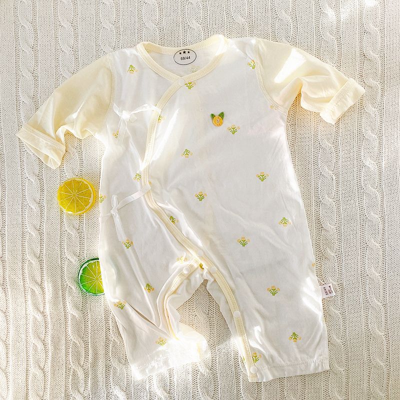 迪尼豆豆 夏季新生婴儿衣服初生宝宝哈衣0-3-6个月宝宝连体衣纯棉