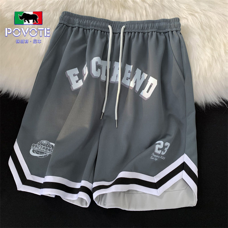 Summer new basketball American shorts men's thin section loose sports five-point pants trendy high street casual pants