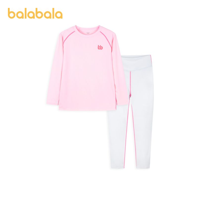 Balabala long-sleeved suit girls' summer clothes big children's sports two-piece suit children's fashion tide perspiration quick-drying
